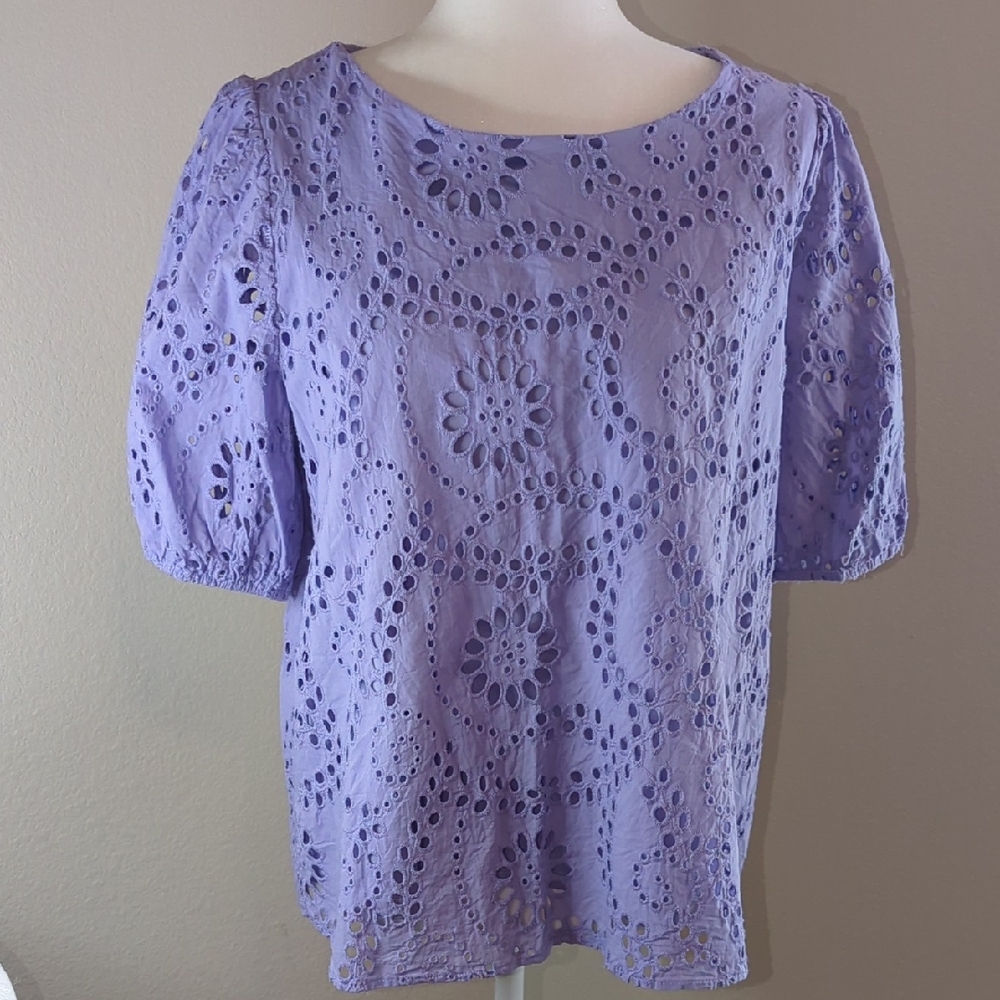 Chic Lavender Eyelet Blouse